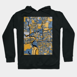 Columbus Map Pattern in Blue & Gold Hoodie